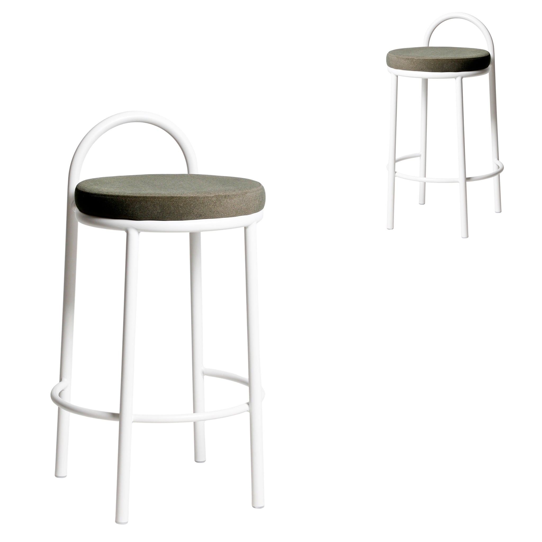 Mclean 63cm White Frame Bar Stool - Dark Moss Green (Set of 2)