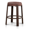 Aubrelle Walnut Barstool - Burgundy Stripe