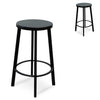 James 65cm Bar Stool With Black Timber Seat - Black Frame (Set of 2)