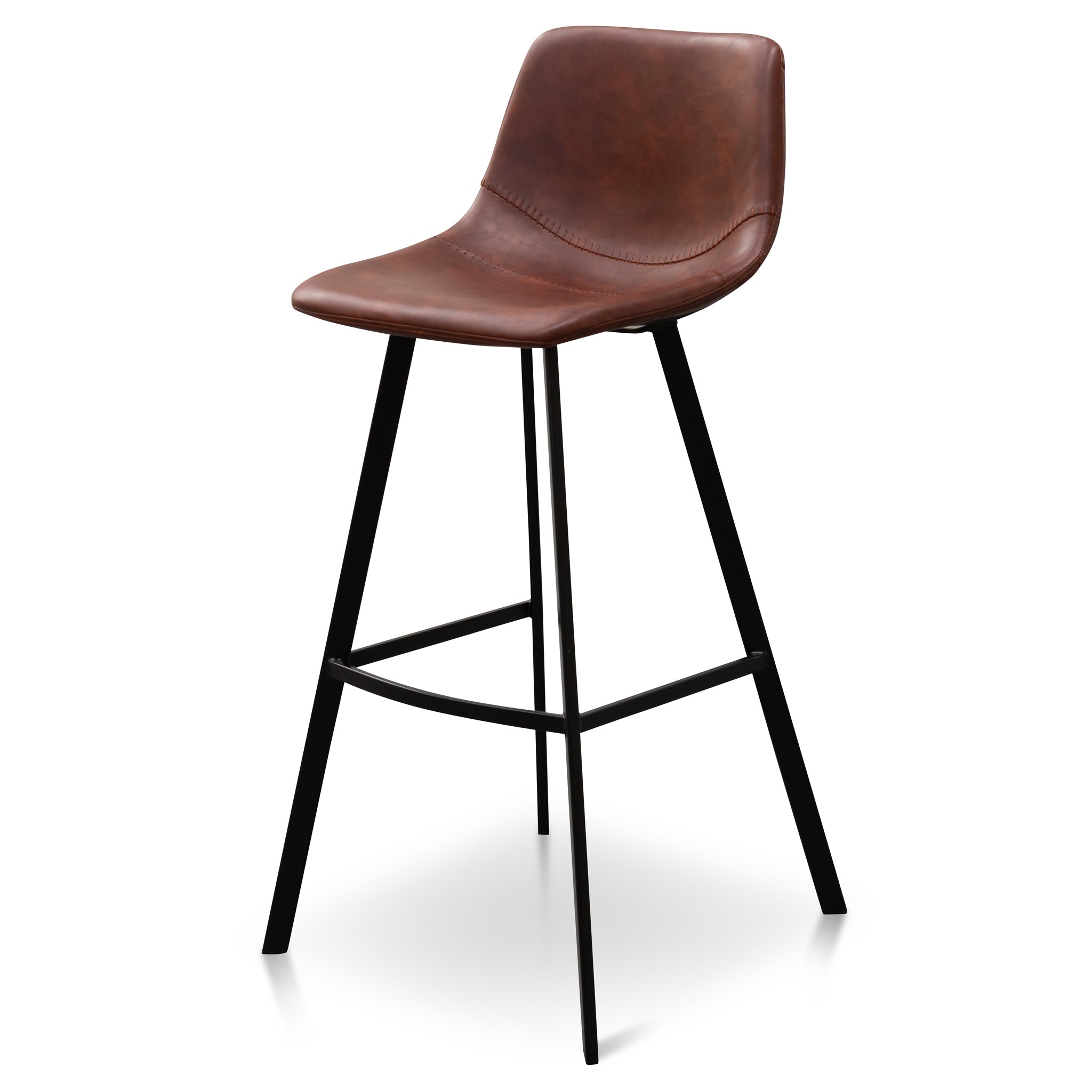 Set of 2 - Duke 80cm Bar Stool - Cinnamon Brown PU Leather