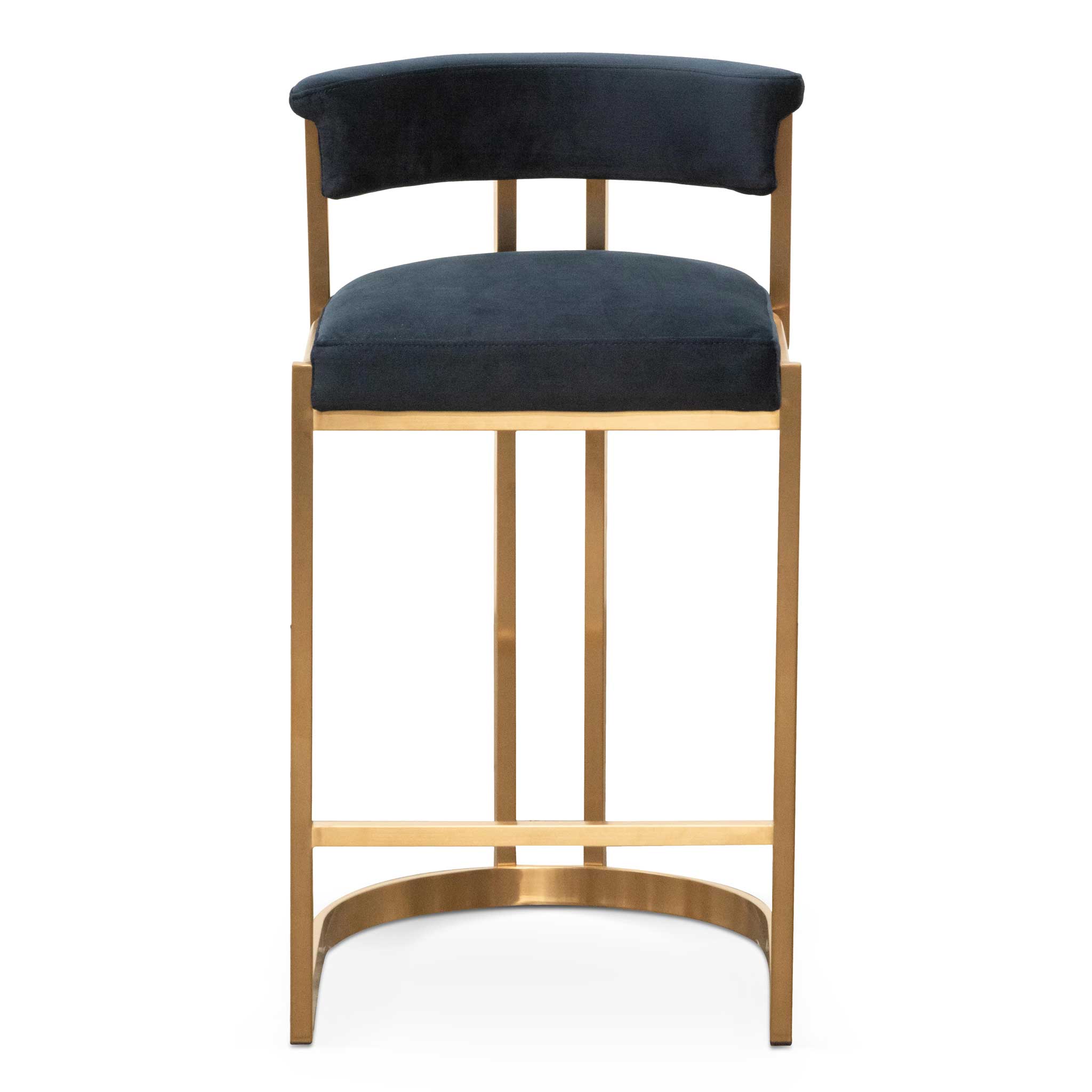 Adela Indigo Velvet Bar Stool - Golden Base