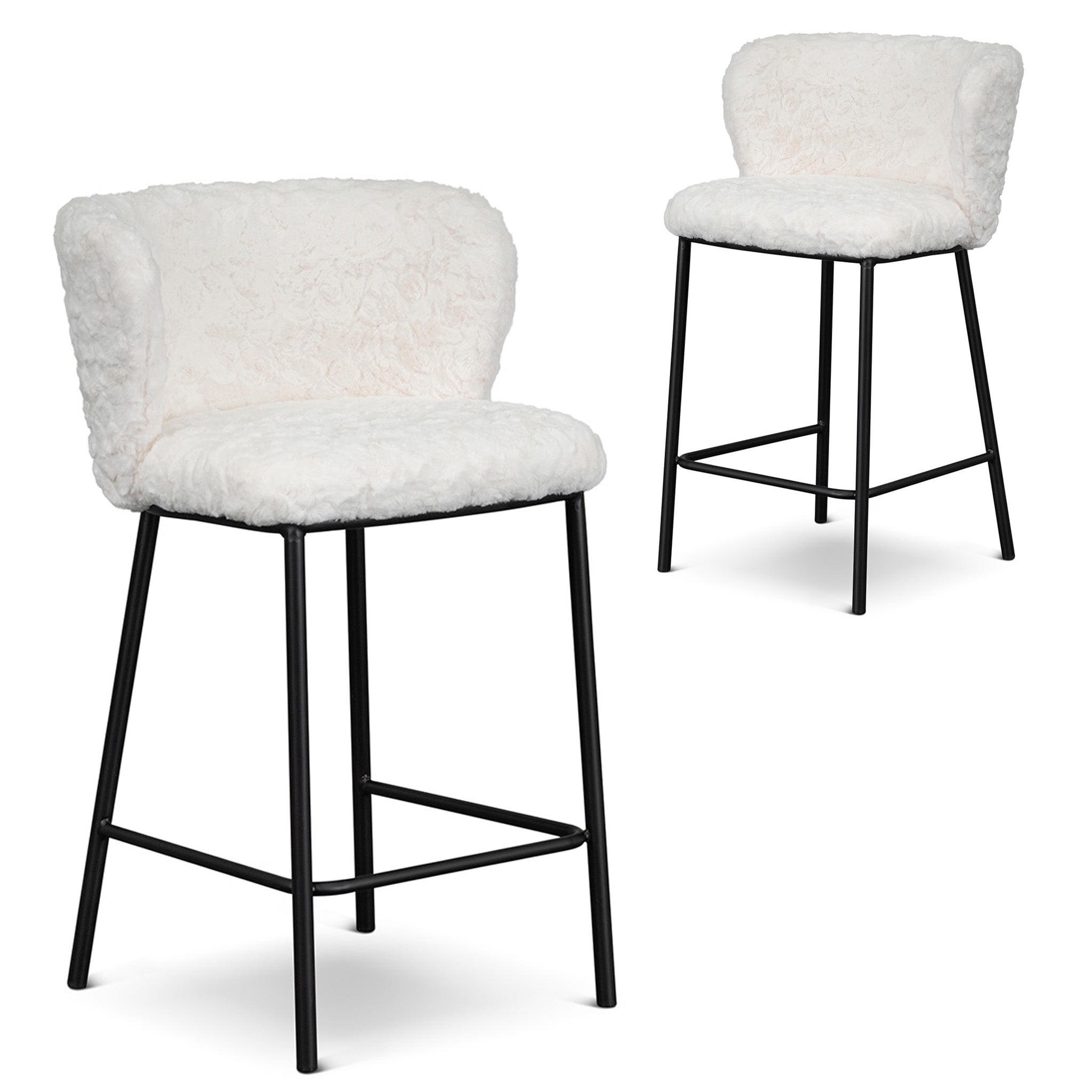 Flossie 65cm Fabric Bar Stool - Cloud Fur (Set of 2)