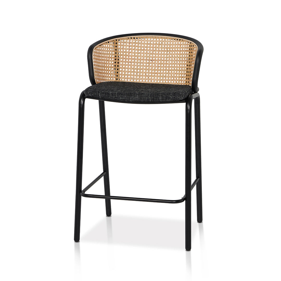 Florine 65cm Fabric Bar Stool - Black Legs (Set of 2)