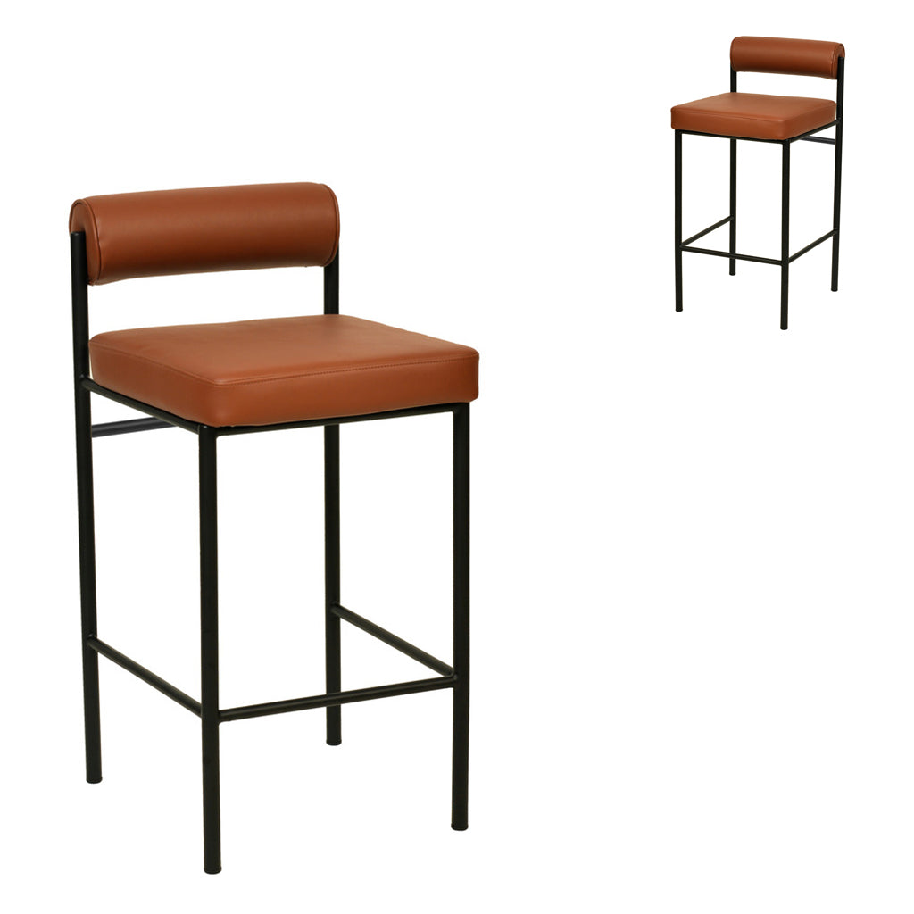 Shaffer 65cm Fabric Bar Stool - Brown (Set of 2)