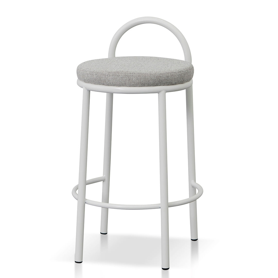 Mclean 63cm White Frame Bar Stool - Coastal Light Grey (Set of 2)