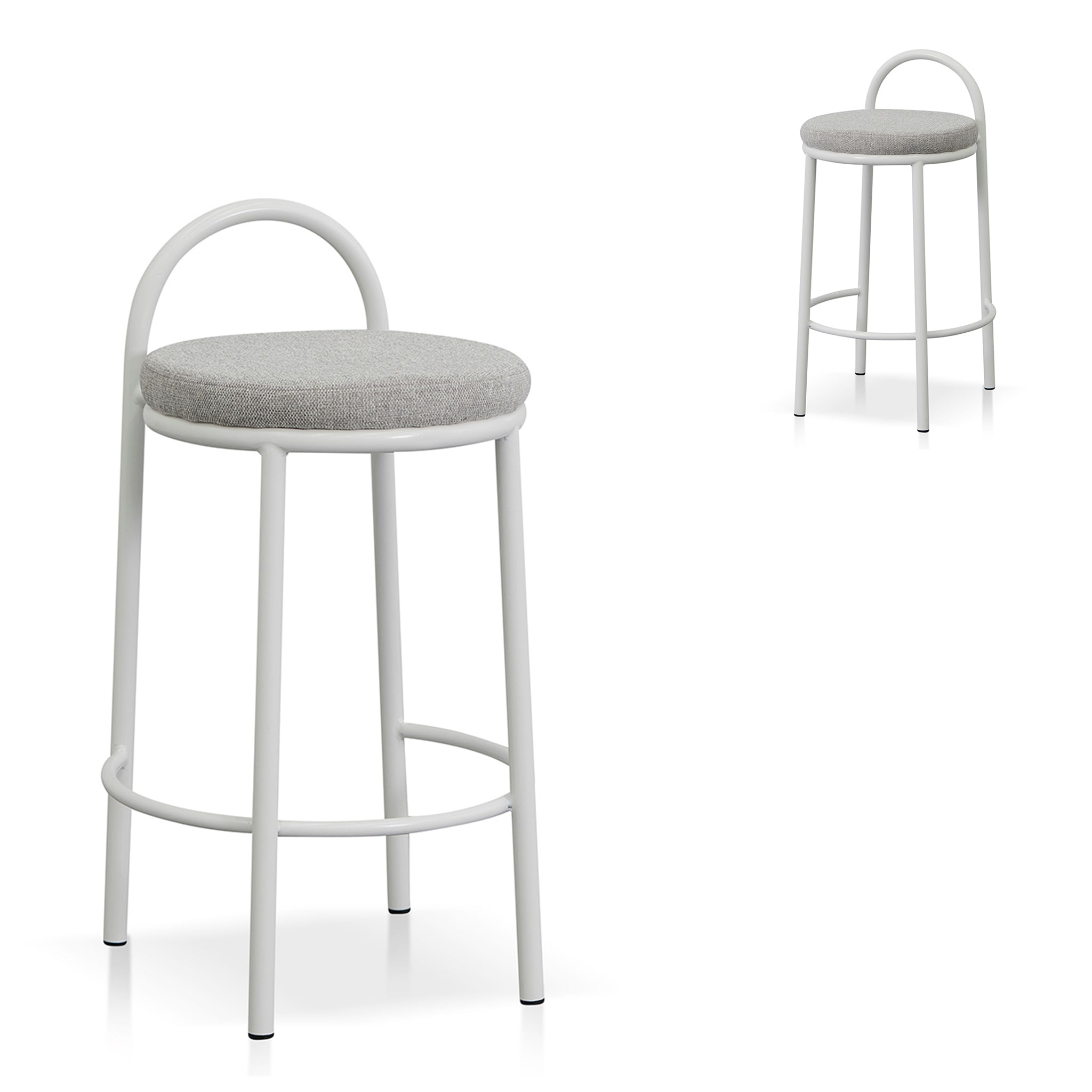Mclean 63cm White Frame Bar Stool - Coastal Light Grey (Set of 2)
