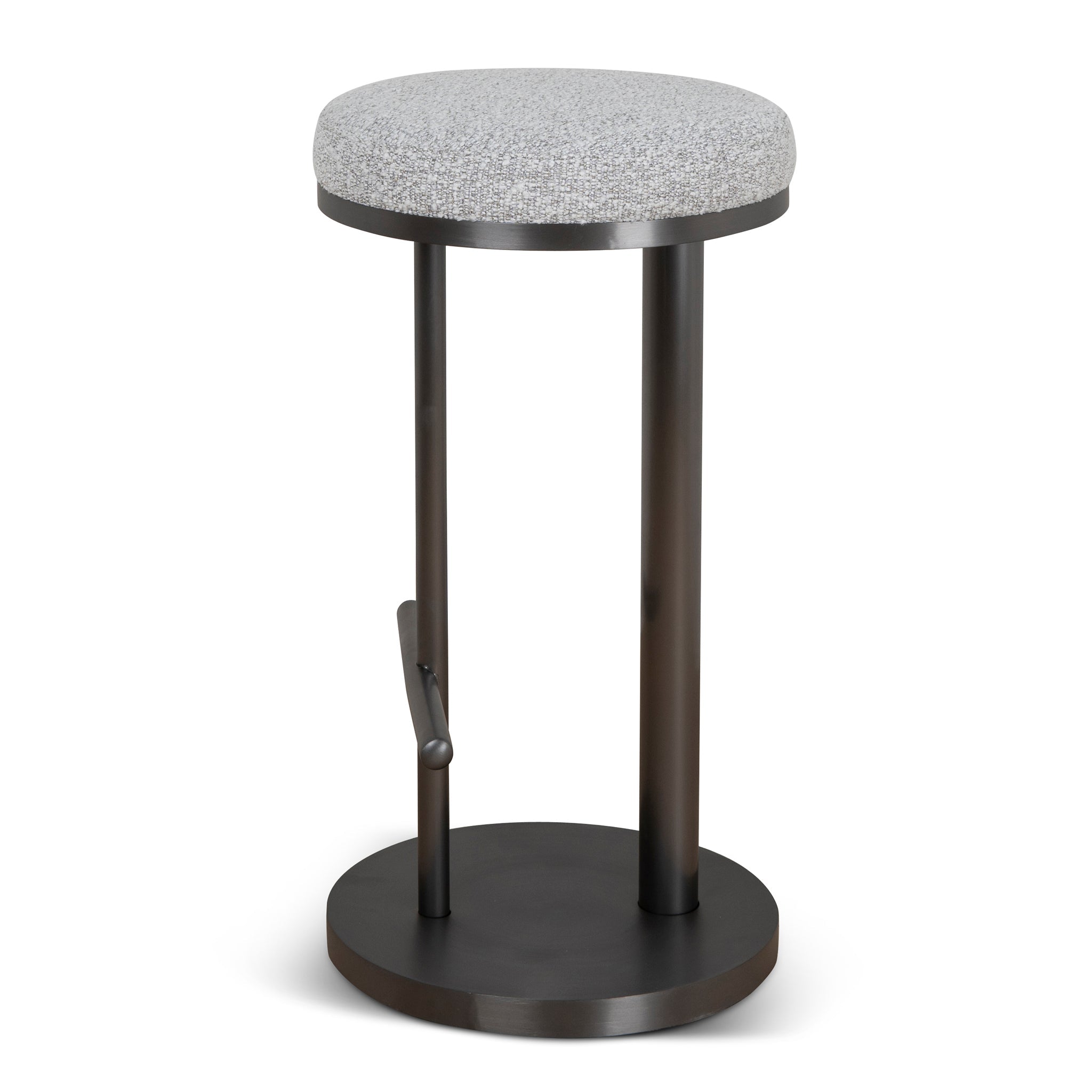 Jovan 68cm Brush Black Bar Stool - Silver Grey Boucle