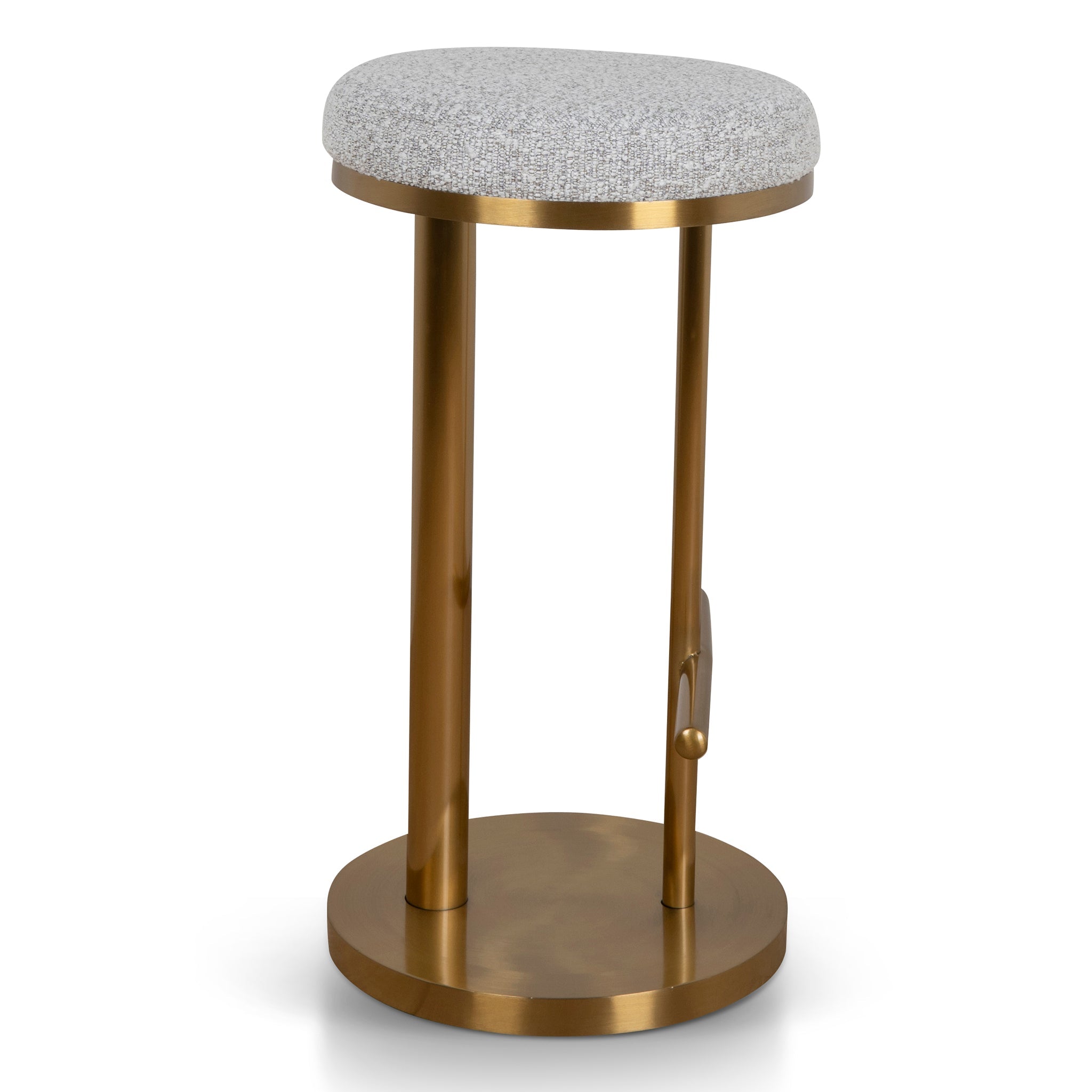 Jovan 68cm Brushed Gold Bar Stool - Silver Grey Boucle