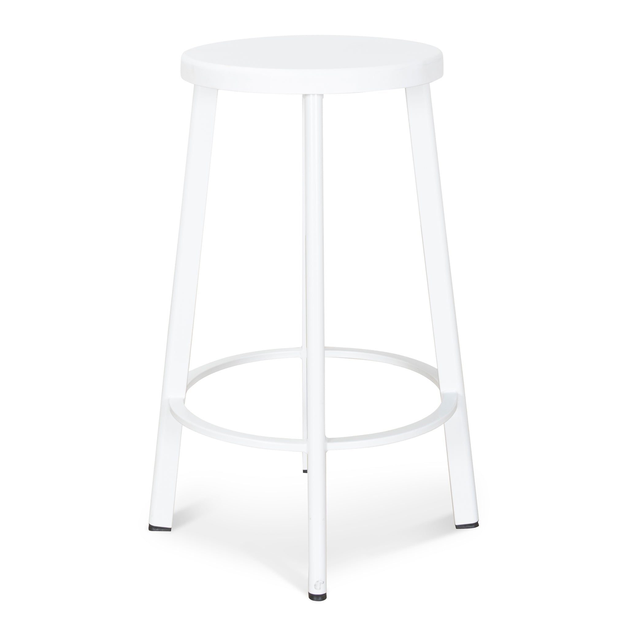 James 65cm Timber Seat Bar Stool - White (Set of 2)