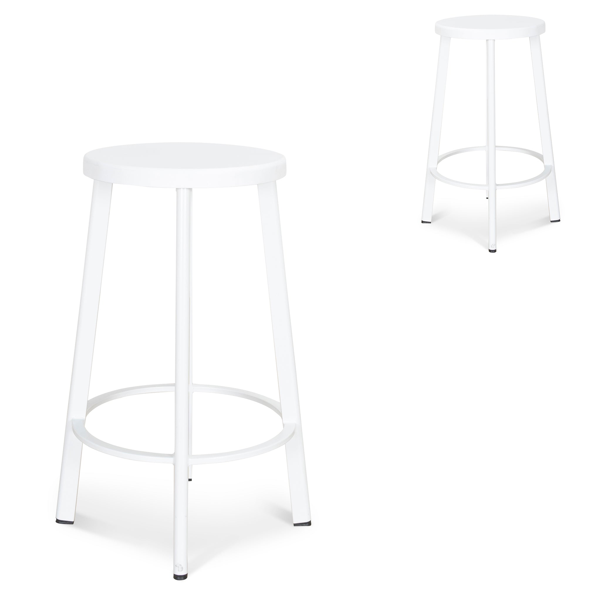 James 65cm Timber Seat Bar Stool - White (Set of 2)