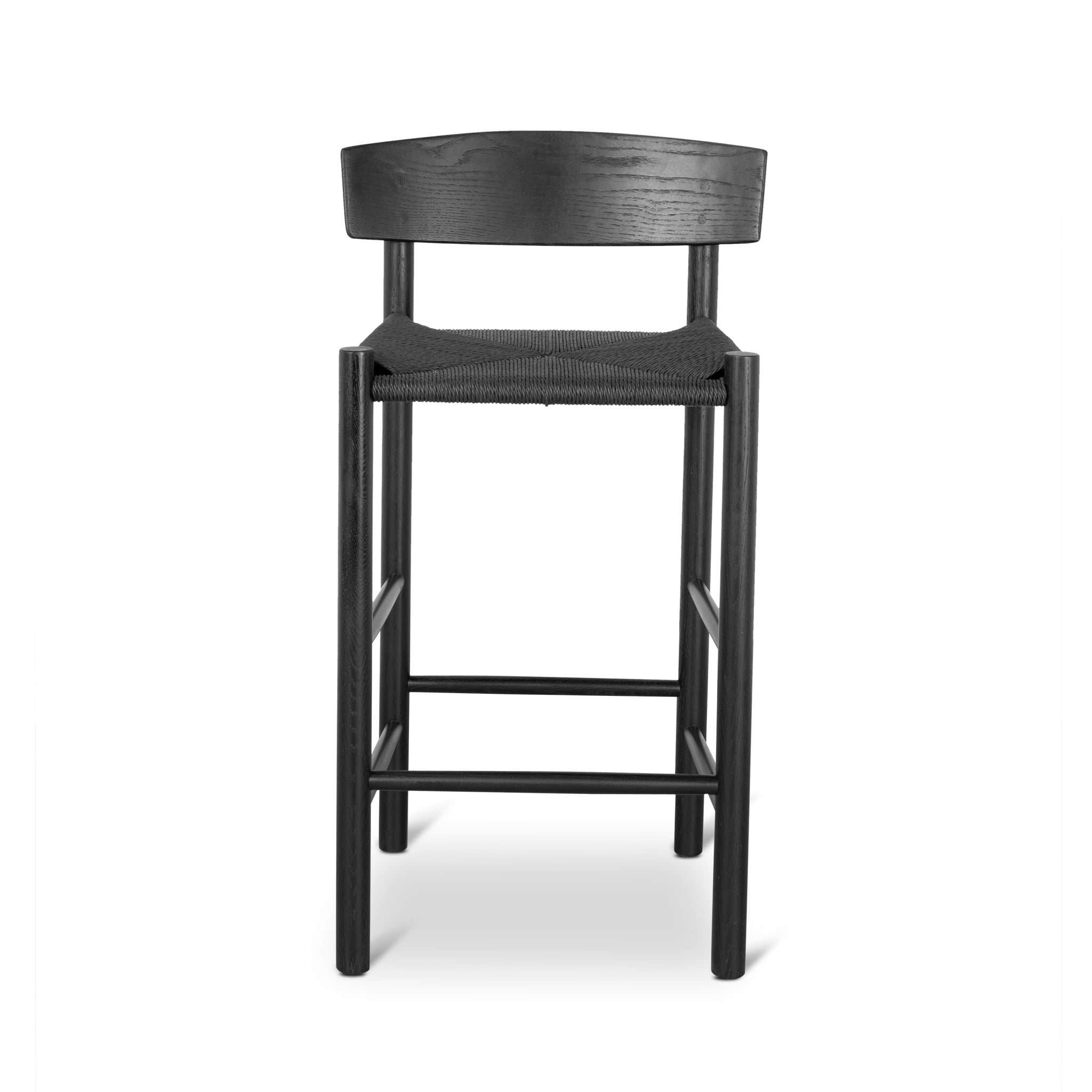 Erika 65cm Bar Stool - Full Black with Back Rest