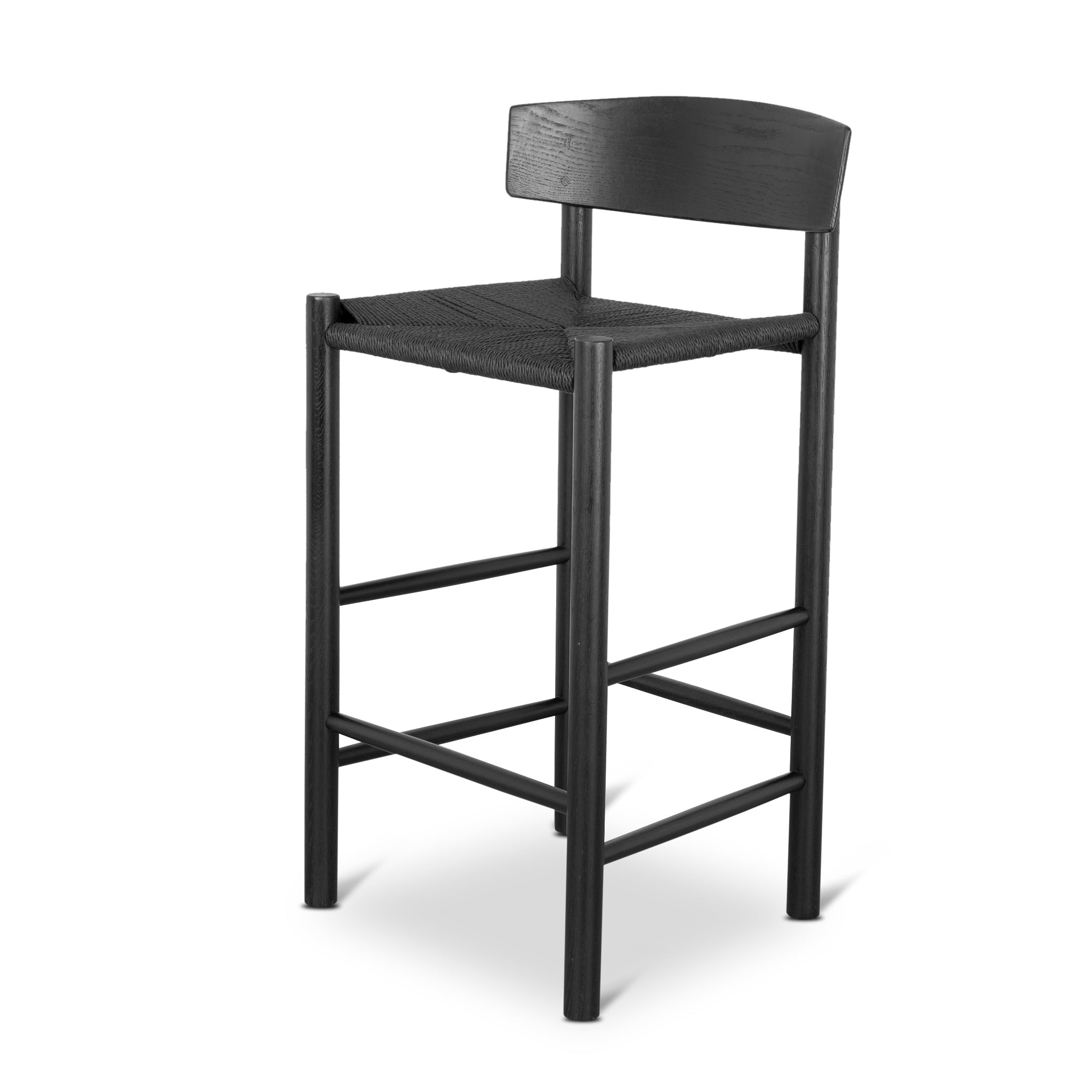 Erika 65cm Bar Stool - Full Black with Back Rest