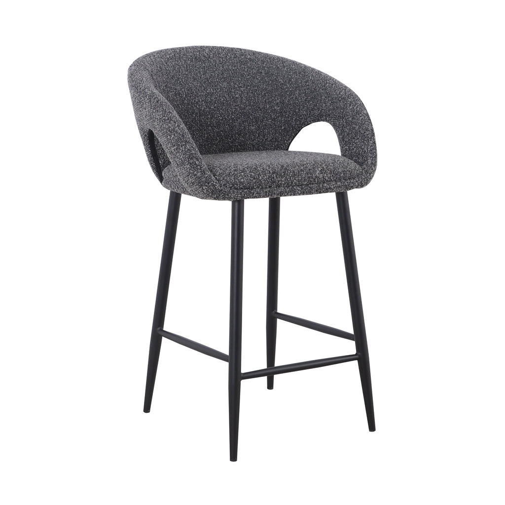 Albinus 65cm Bar Stool - Anthracite Grey Boucle (Set of 2)