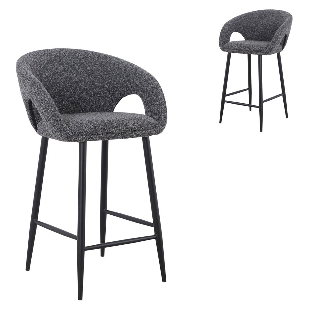 Albinus 65cm Bar Stool - Anthracite Grey Boucle (Set of 2)