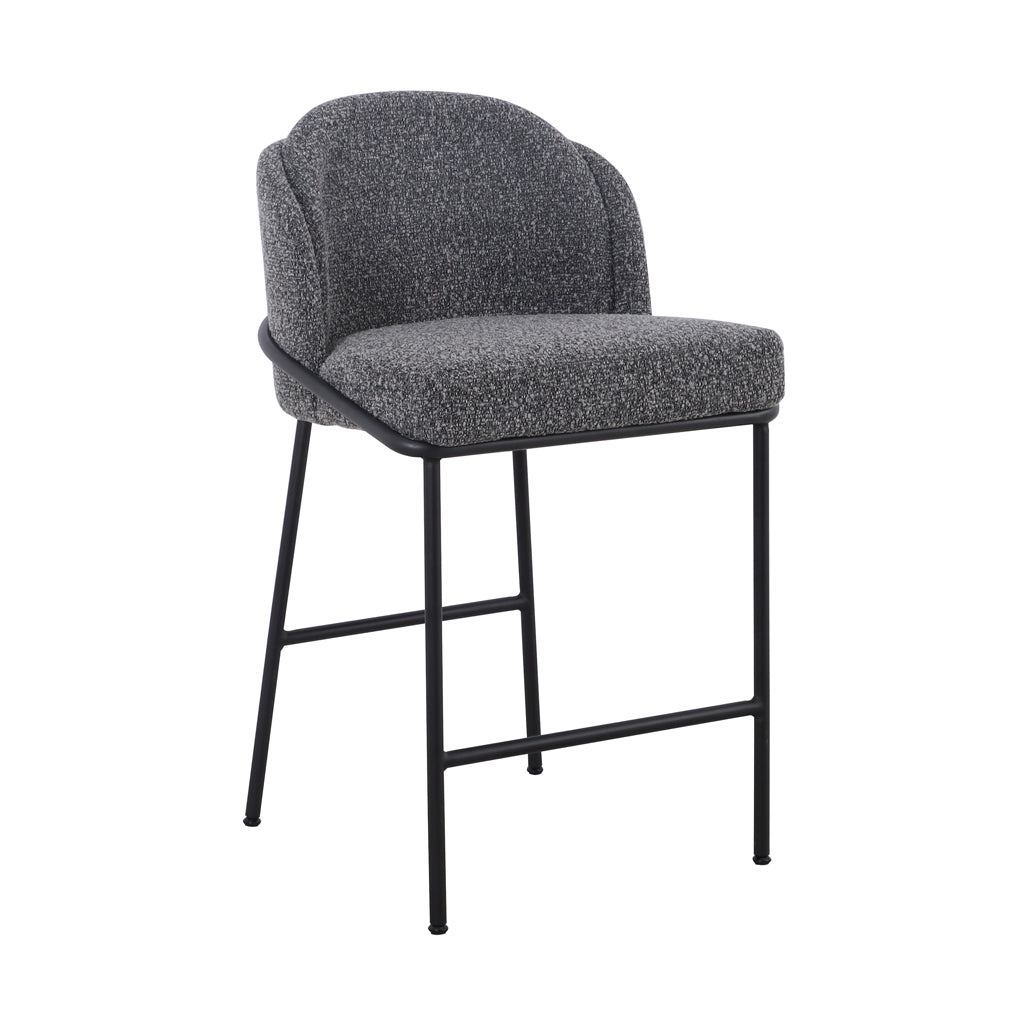 Abiram 65cm Bar Stool - Anthracite Grey Boucle (Set of 2)