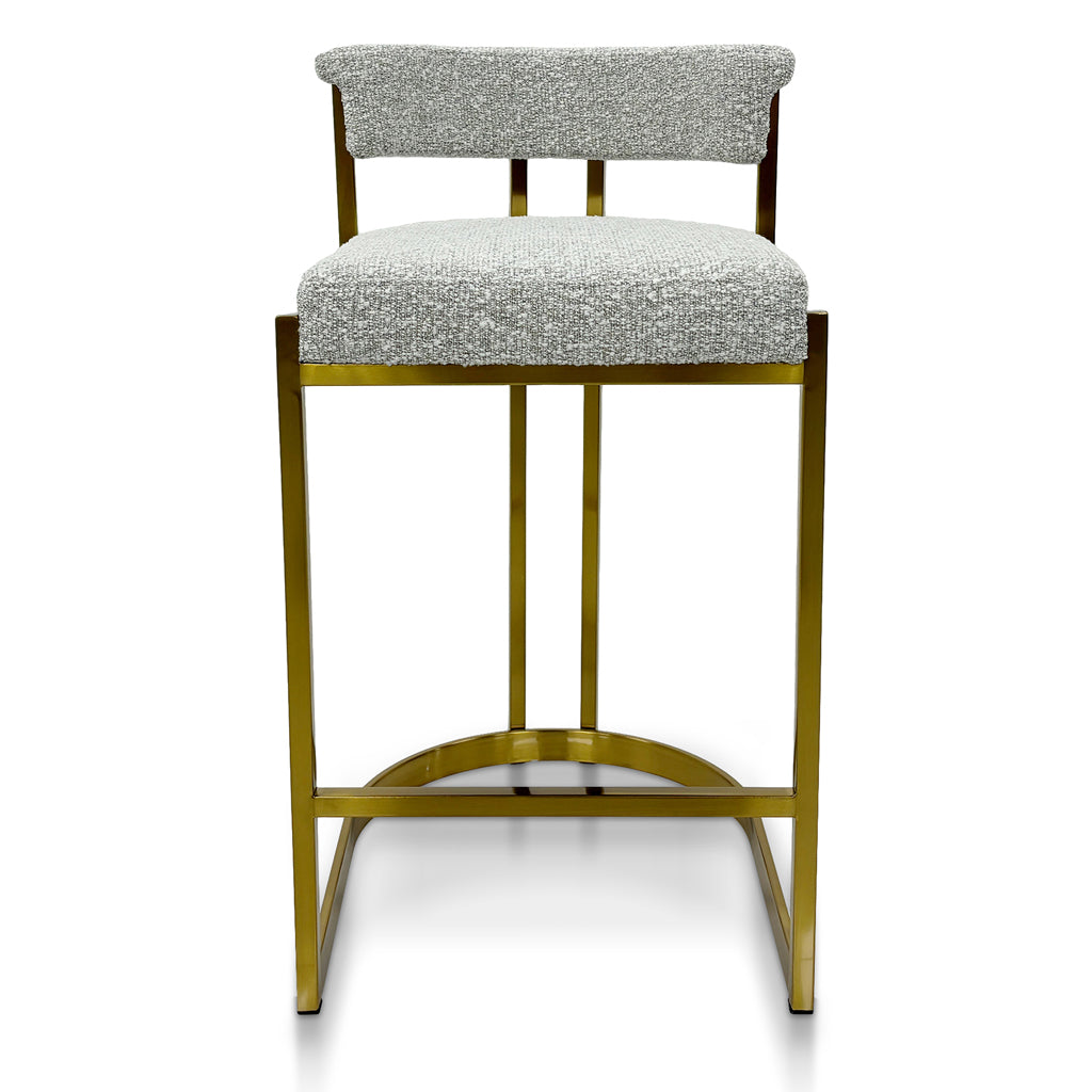 Adela Silver Grey Boucle Bar Stool - Golden Base