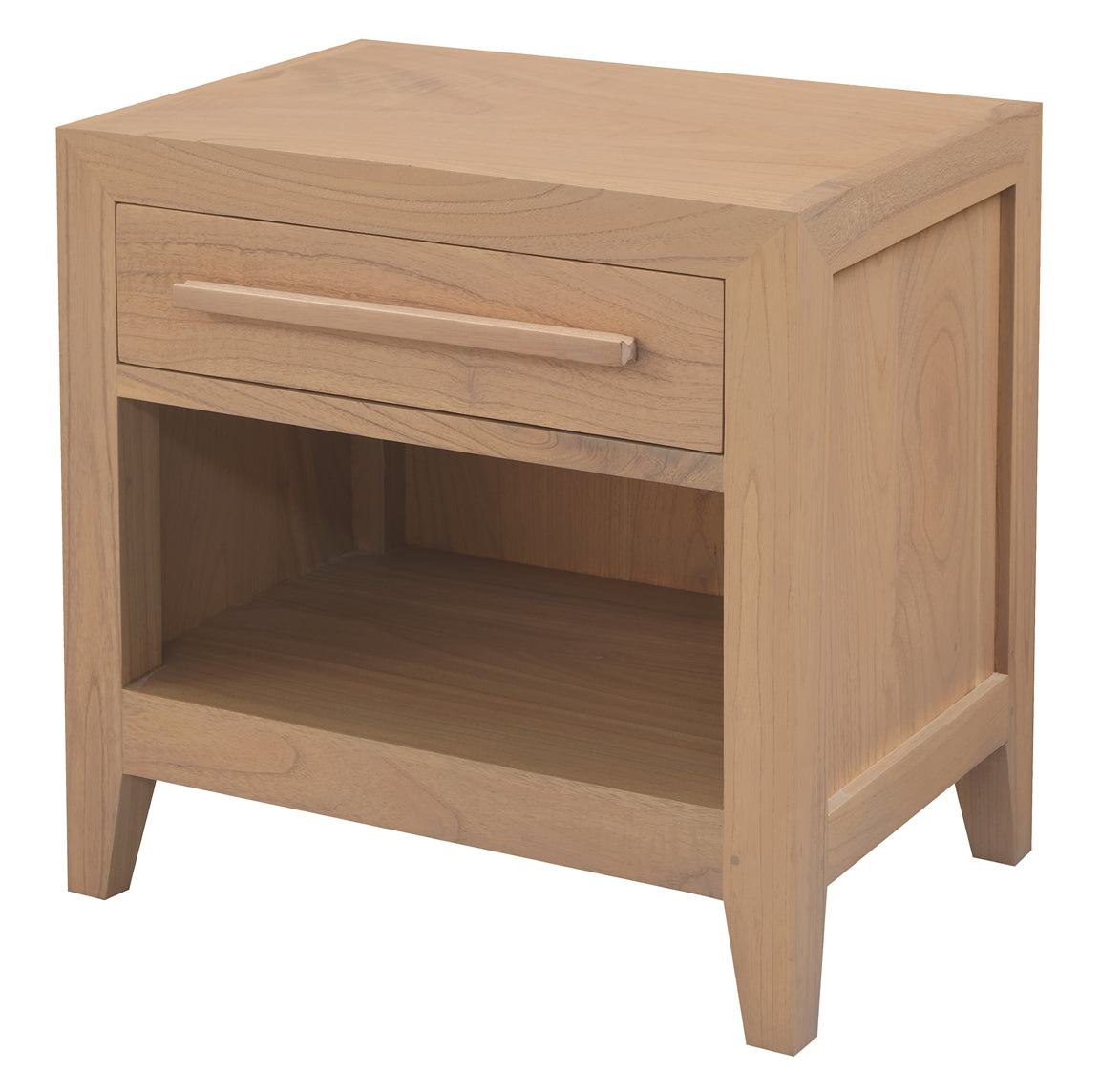 Dion 1-Drawer Solid Mindi Bedside Table - Natural