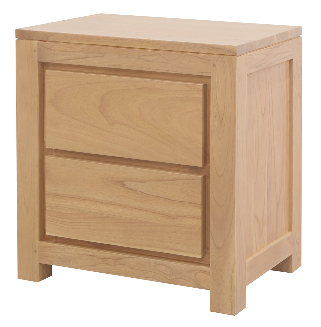 Amsterdam Solid White Cedar 2-Drawer Bedside Table - Natural