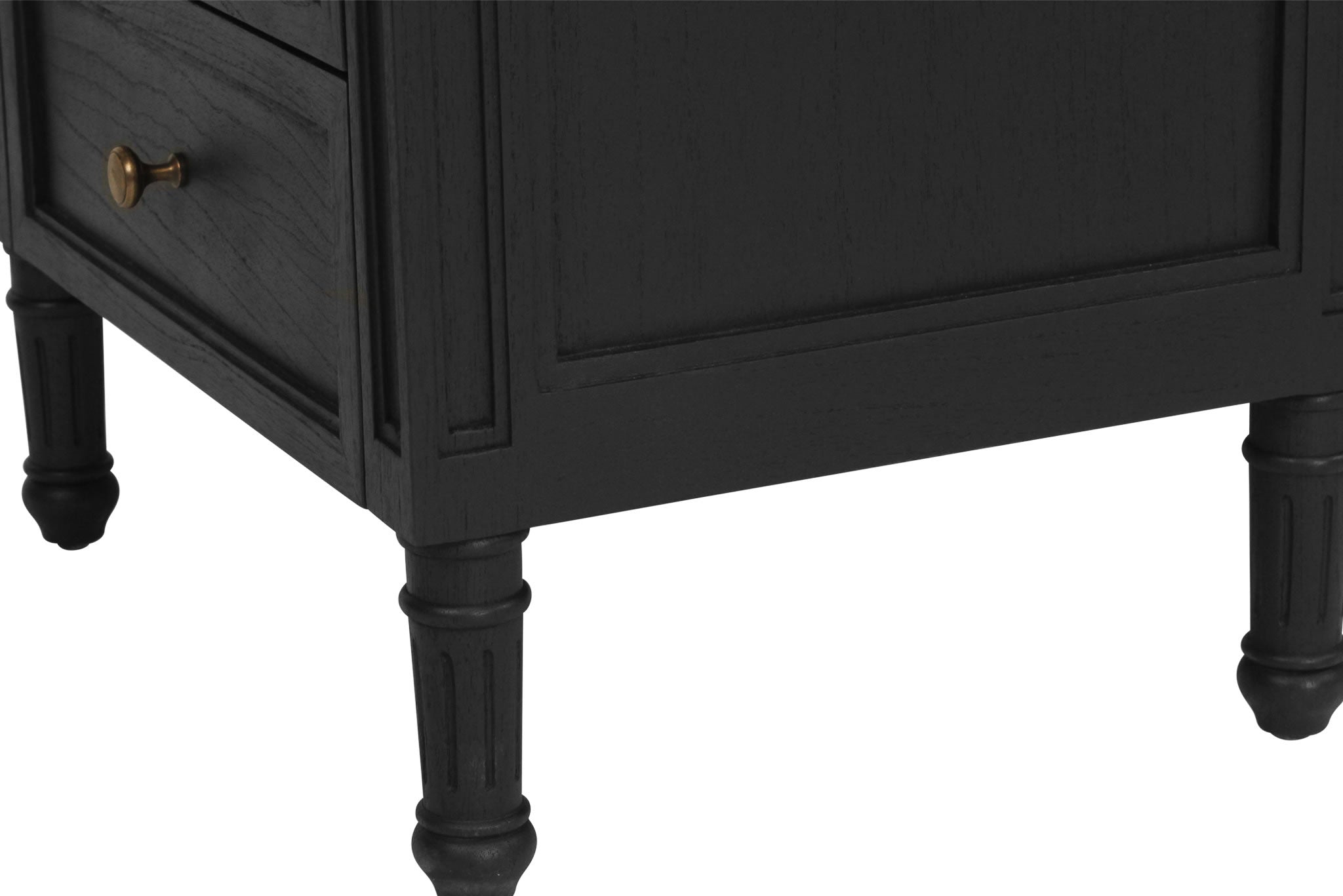 Hamilton Cane Bedside Table 57cm - 3 Drawer - Black