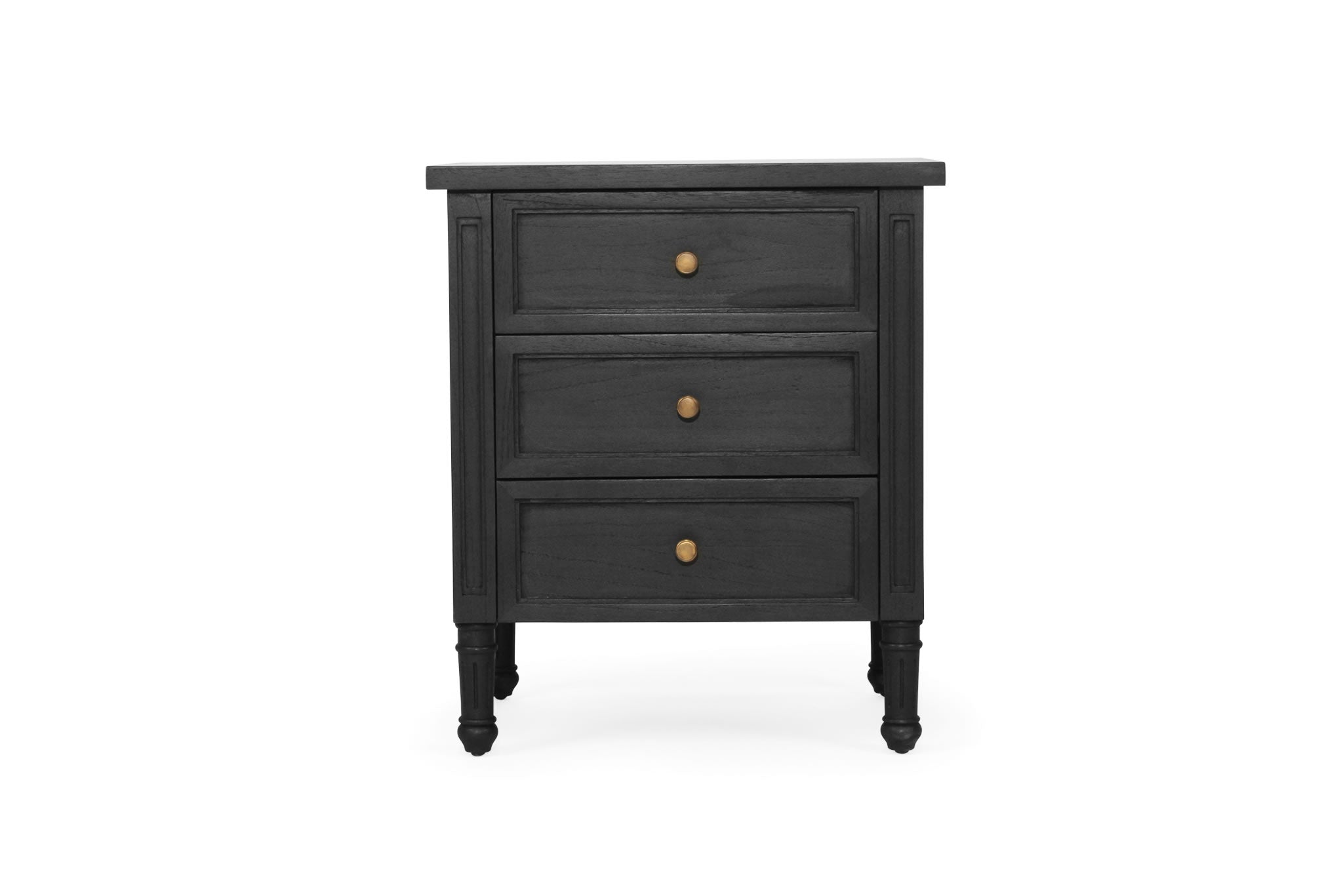 Hamilton Cane Bedside Table 57cm - 3 Drawer - Black