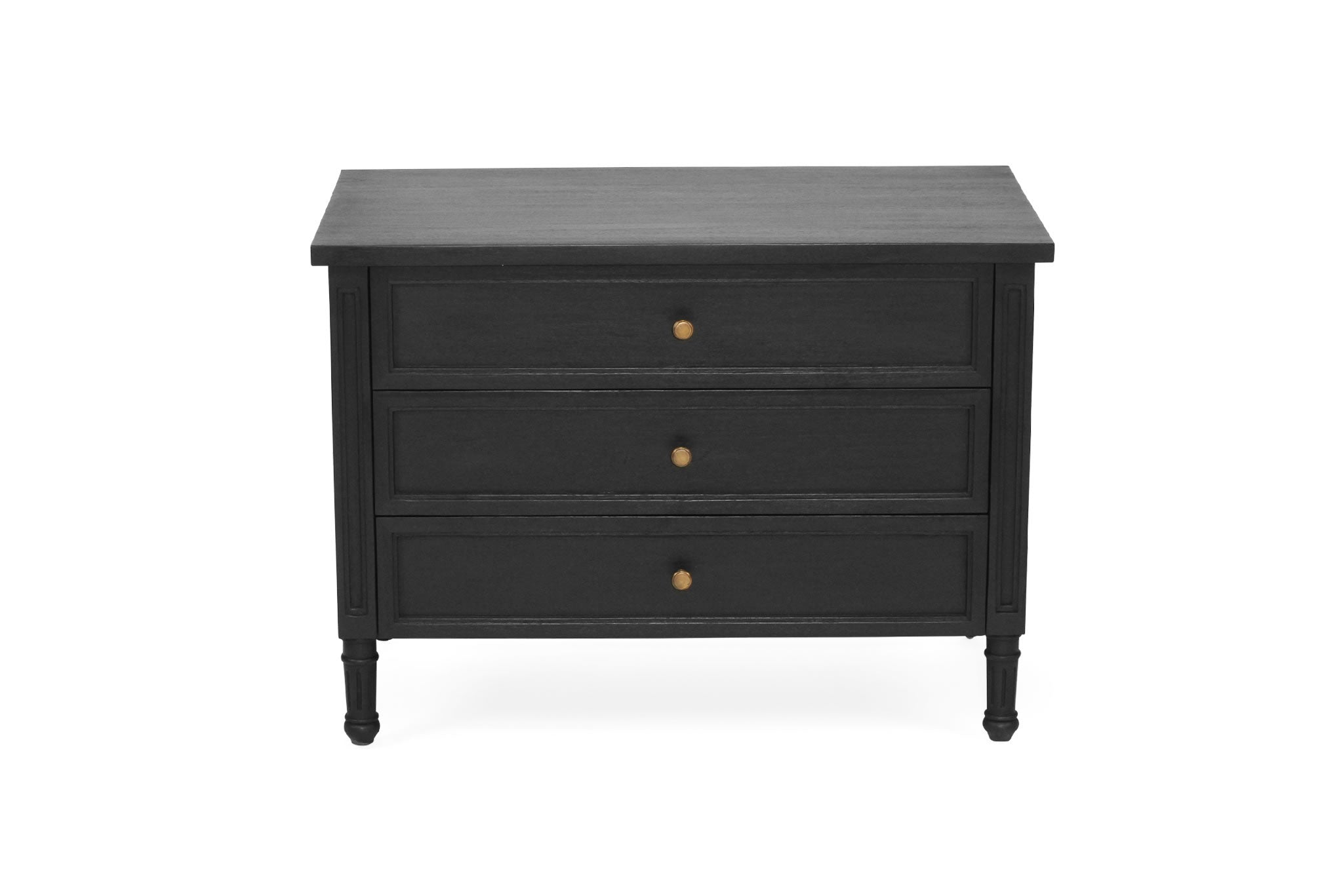 Hamilton Cane Bedside Table 91cm - 3 Drawer - Black
