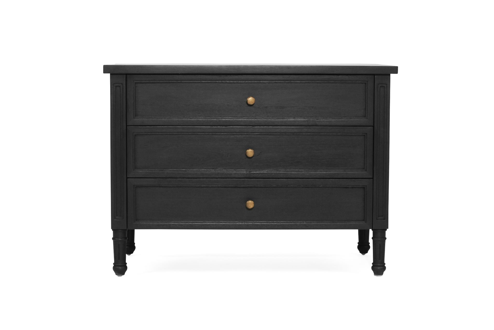 Hamilton Cane Bedside Table 91cm - 3 Drawer - Black
