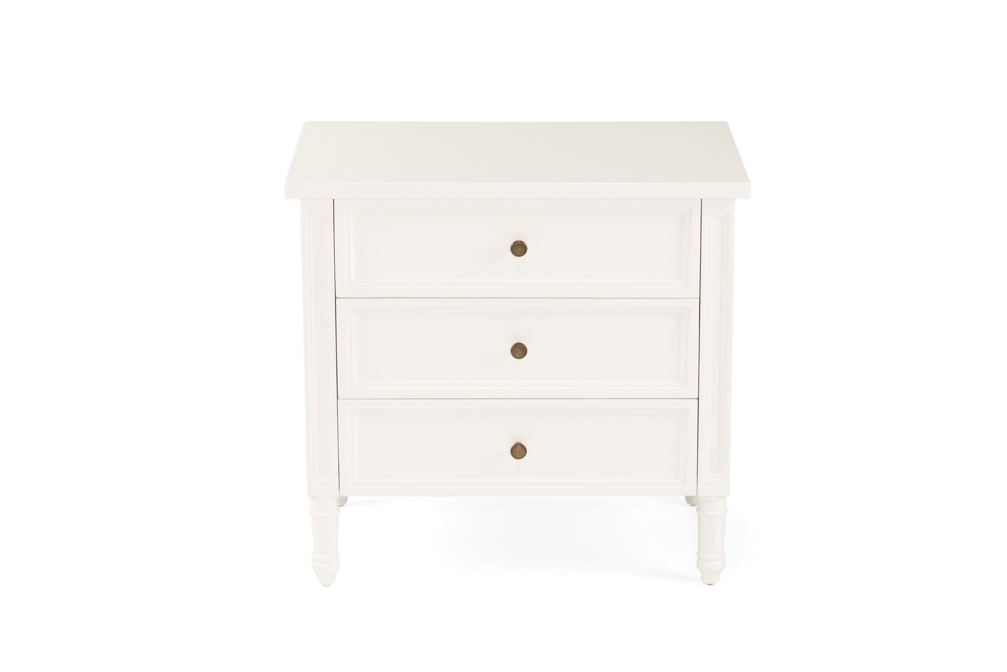 Hamilton Cane Bedside Table 70cm - 3 Drawer - White