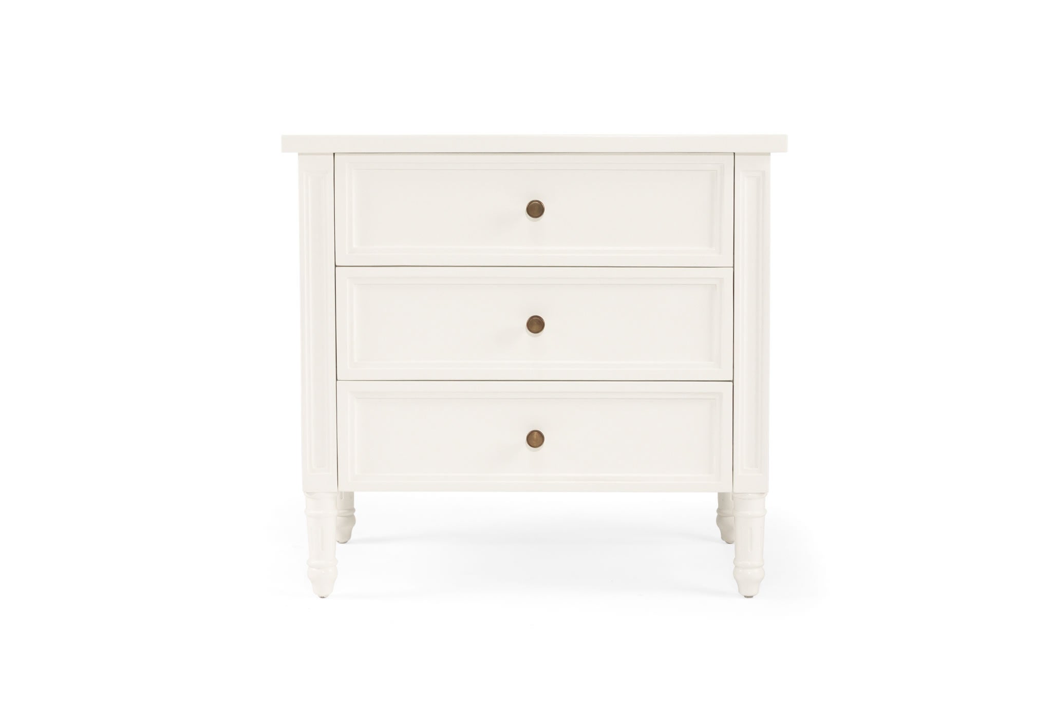 Hamilton Cane Bedside Table 70cm - 3 Drawer - White
