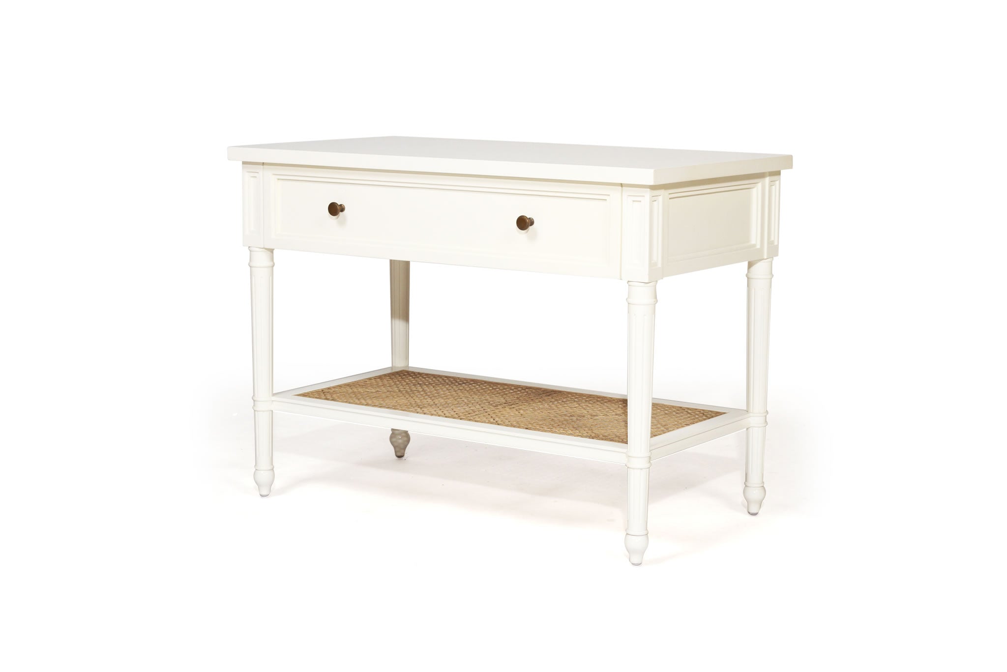Hamilton Cane Bedside Table 91cm Wide - White