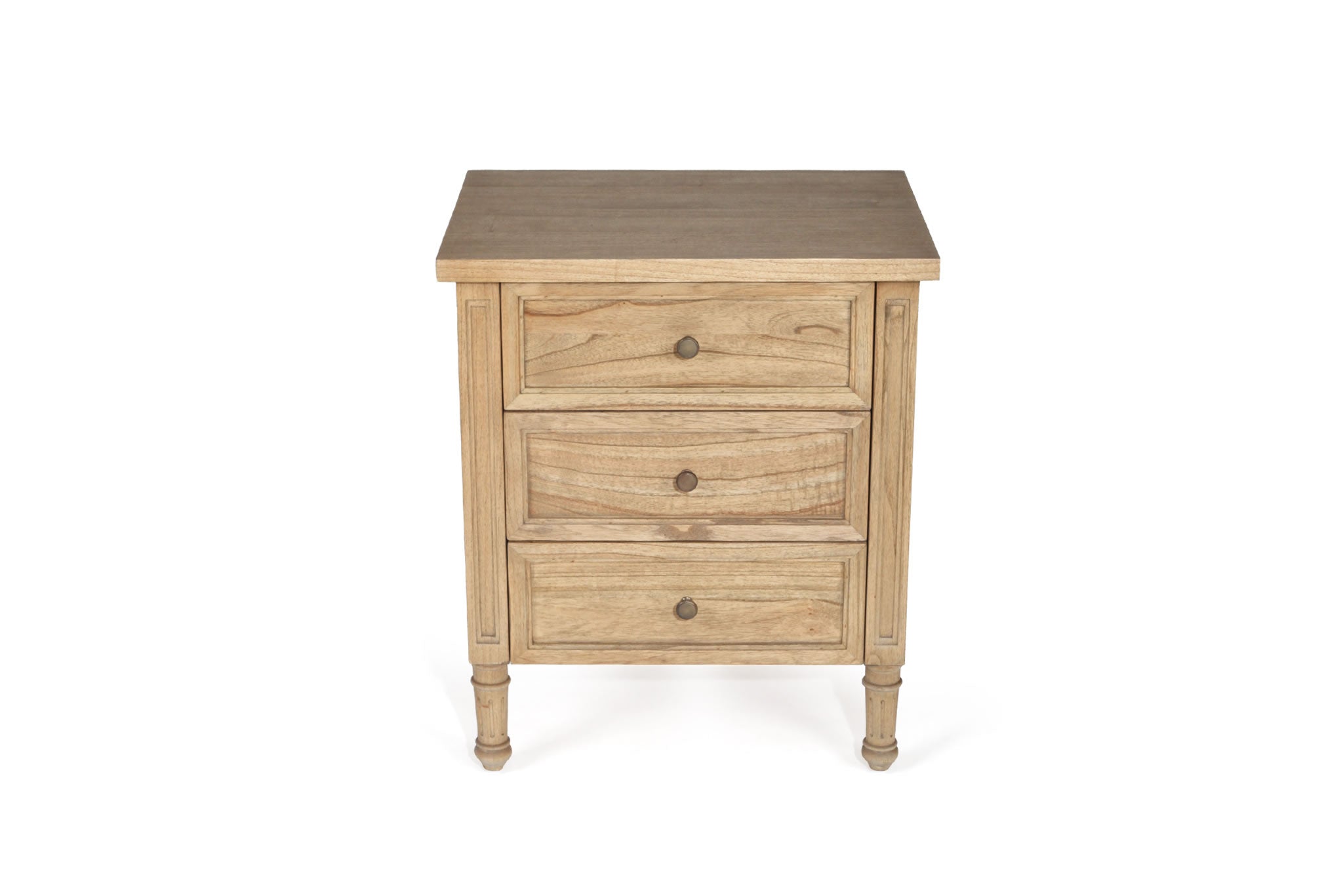 Hamilton Bedside Table - 3 Drawer - Weathered Oak