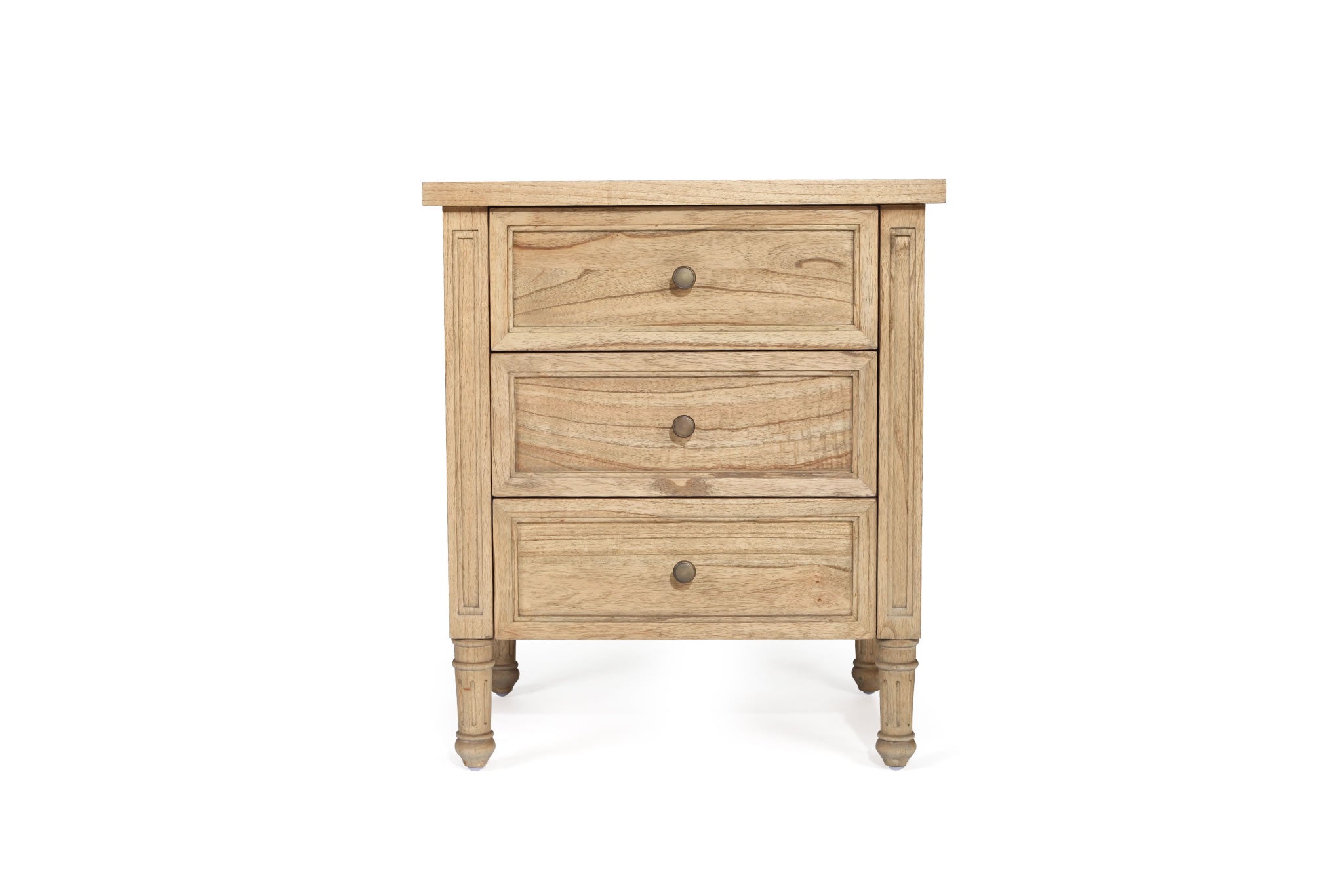 Hamilton Bedside Table - 3 Drawer - Weathered Oak