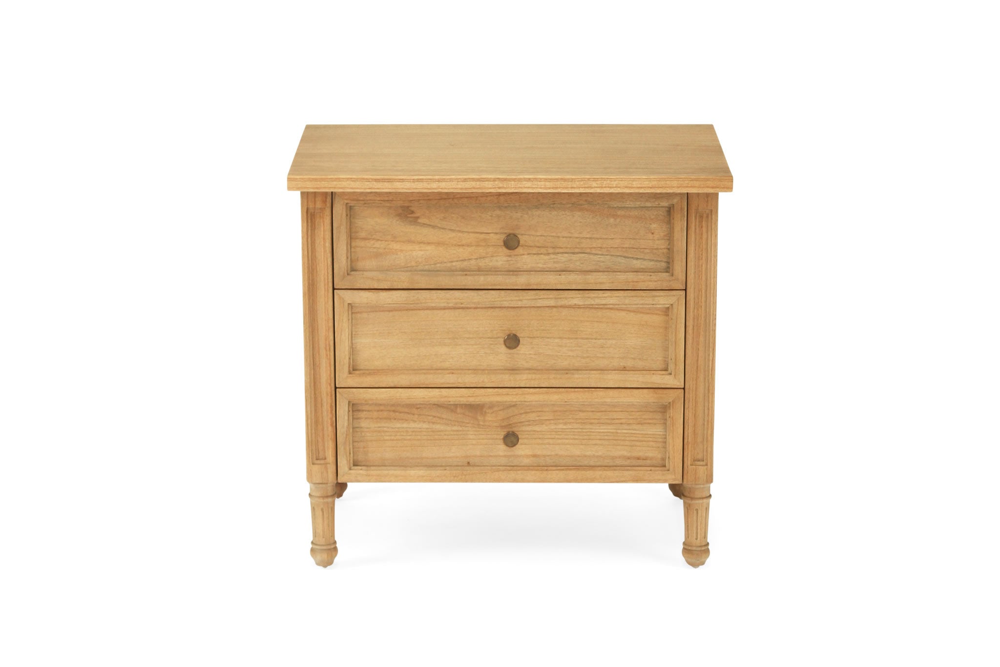 Hamilton Cane Bedside Table 70cm - 3 Drawer - Weathered Oak