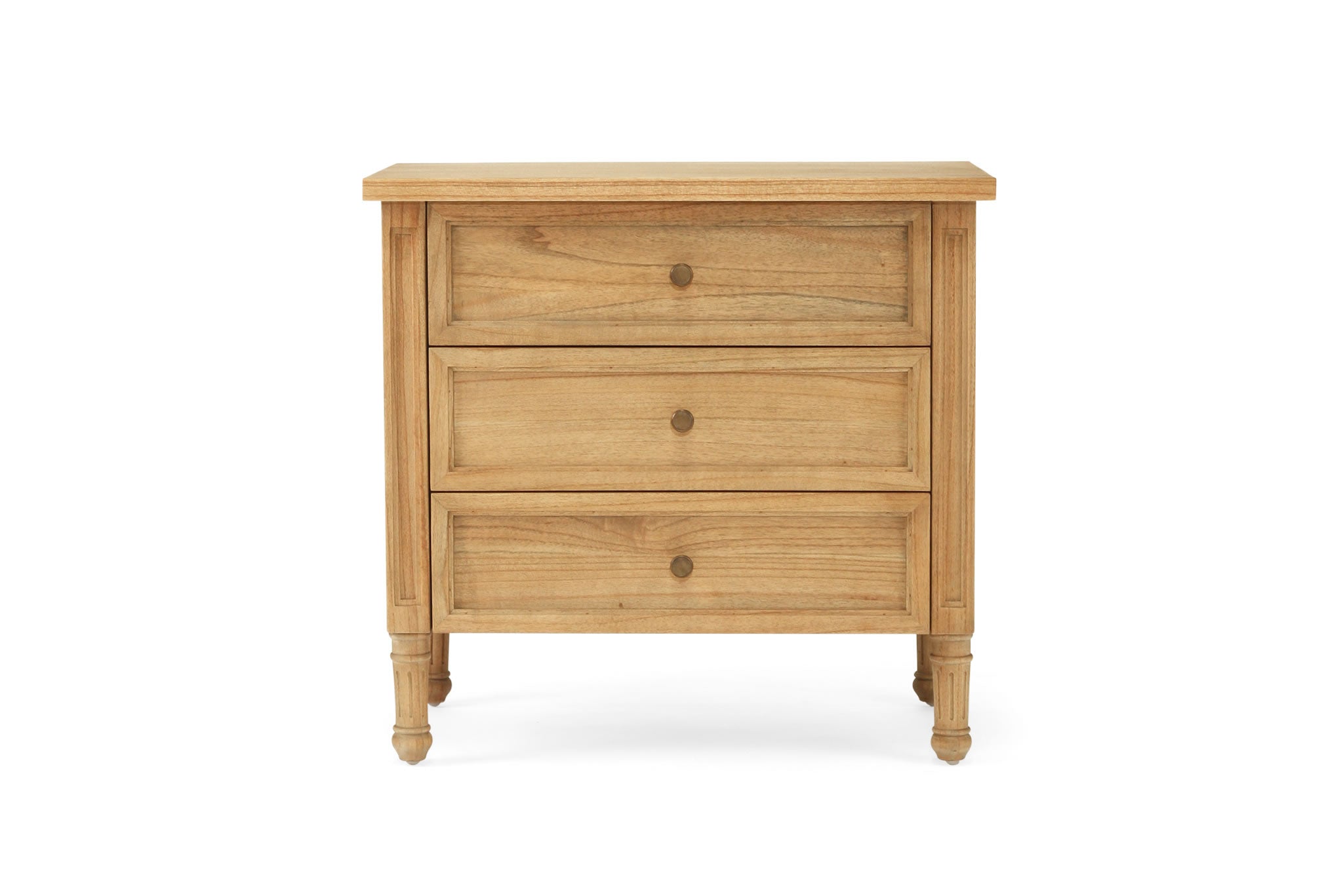 Hamilton Cane Bedside Table 70cm - 3 Drawer - Weathered Oak