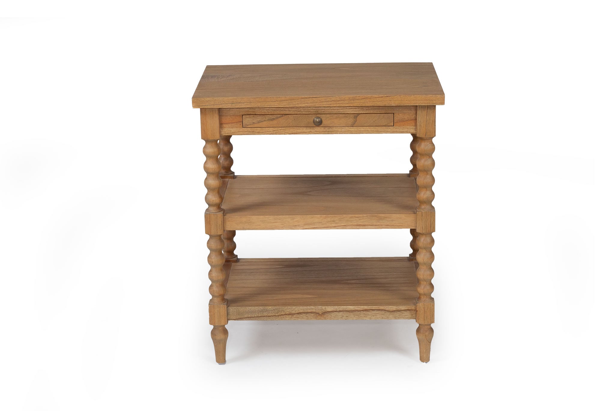Stradbroke Bobbin Bedside Table - Weathered Oak