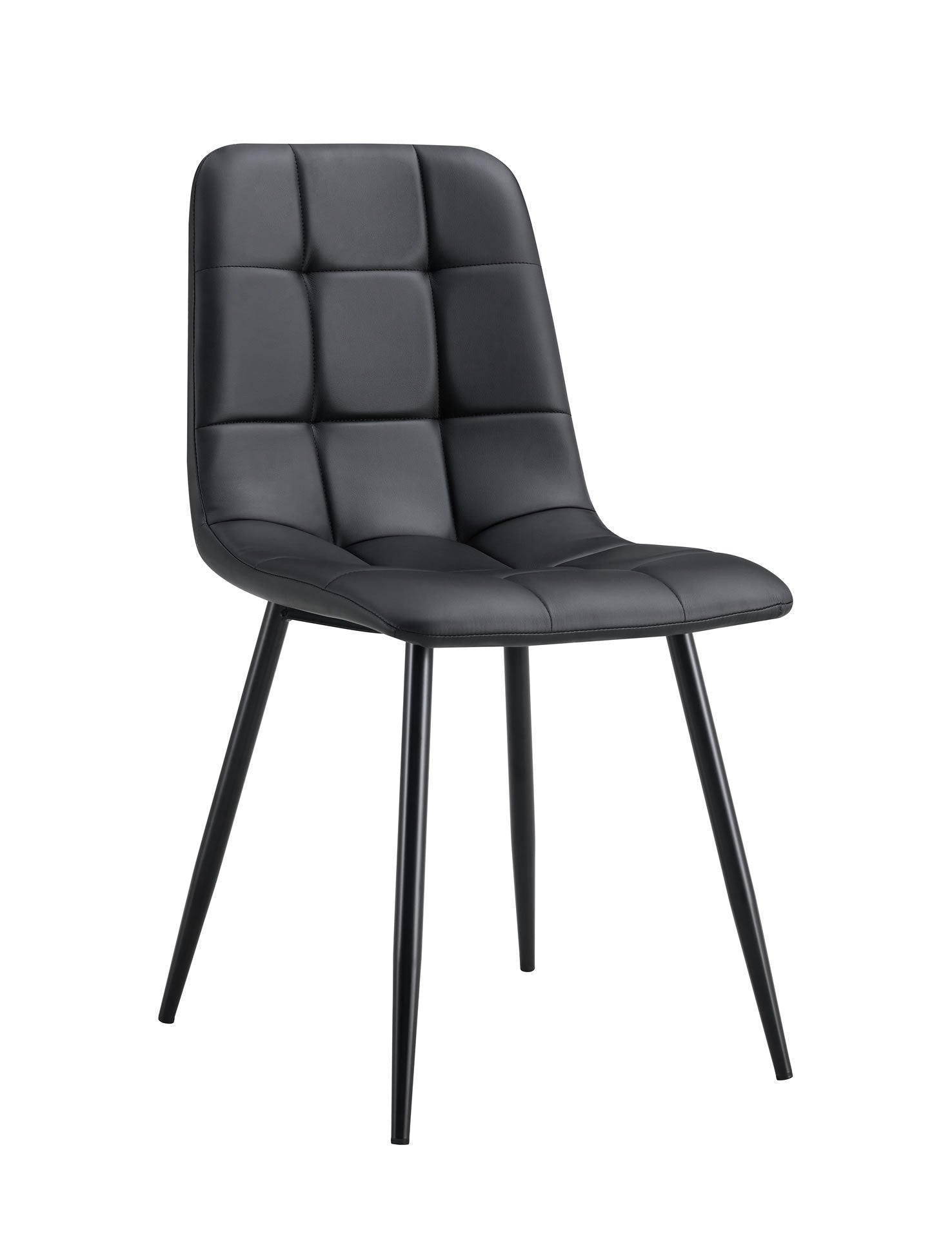 Fiorenza Dining Chair - Black Faux Leather/Black Powdercoated Leg