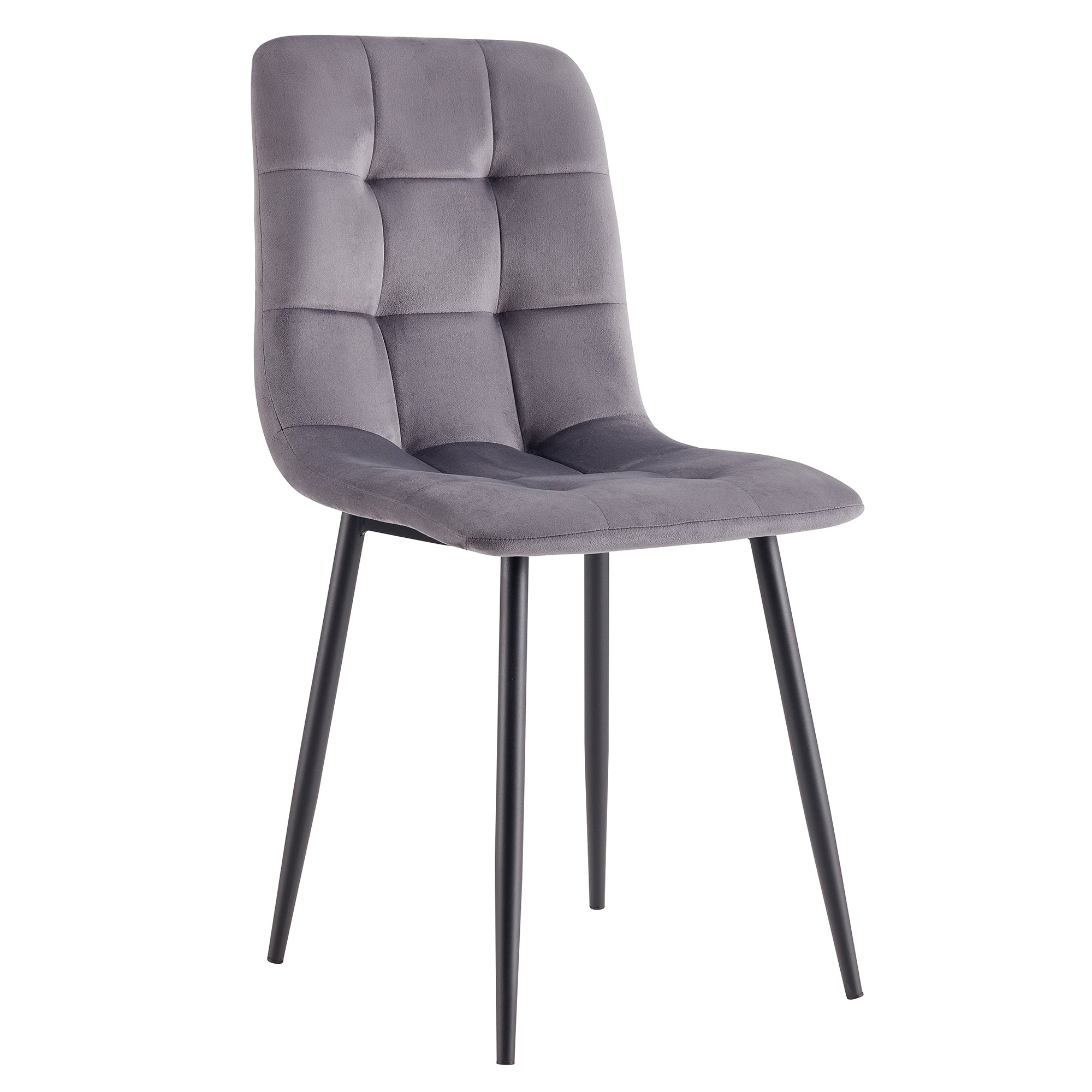 Fiorenza Dining Chair - Dark Grey Velvet/Black Powdercoated Leg