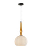 Pendant ES 72W Small Frosted Wine Glass Ribbed W/Brass Highlight OD 200 X H380mm