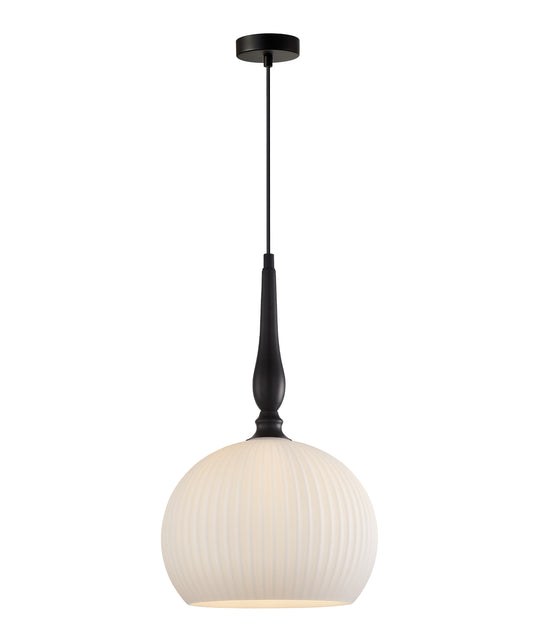 Pendant ES 72W Large Frosted Wine Glass Ribbed W/Black Highlight OD 250 X H430mm