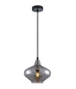 Pendant SES 72W Smokey Black Wine Glass (Mirror) Ribbed W/Brass Highlight OD 180 X H190mm
