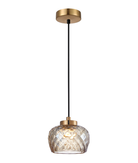Pendant S/M LED Amber Glass W/Segments Ellipse 5W Tri 3K/4K/6K 281 Lm