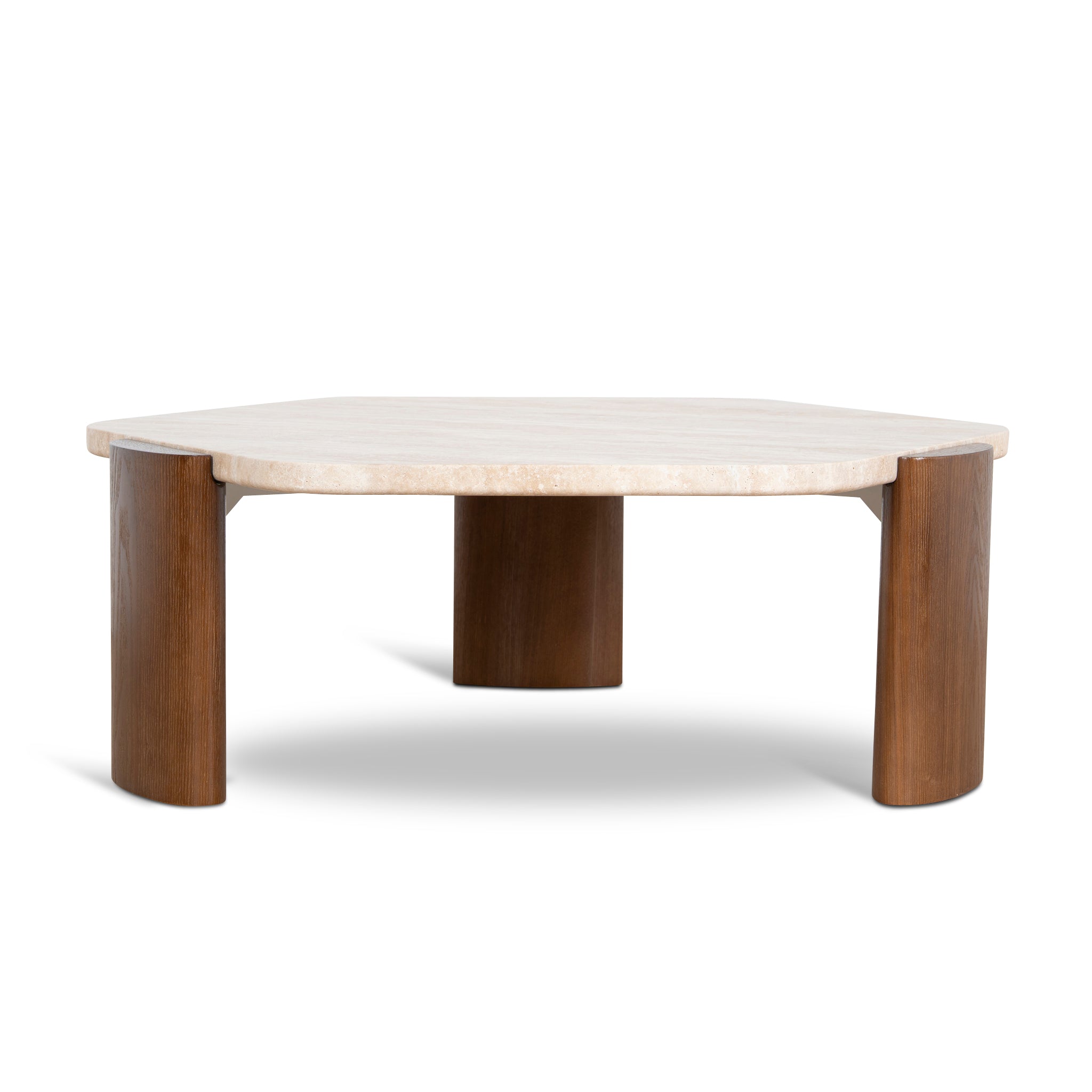 Larisa 100cm Travertine Coffee Table - Walnut