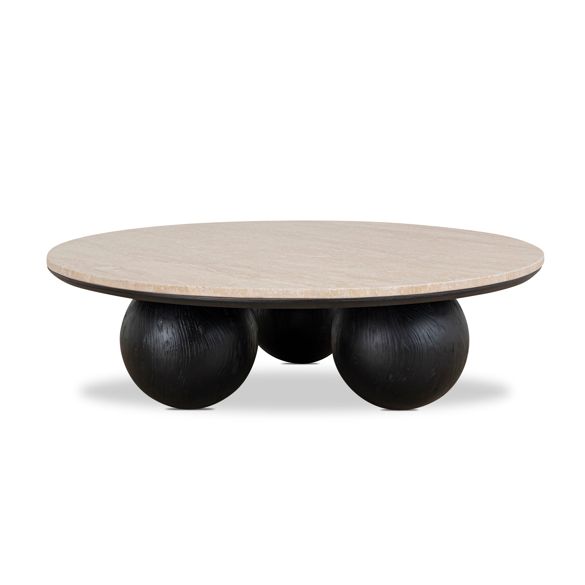 Maxine 100cm Round Travertine Coffee Table - Black