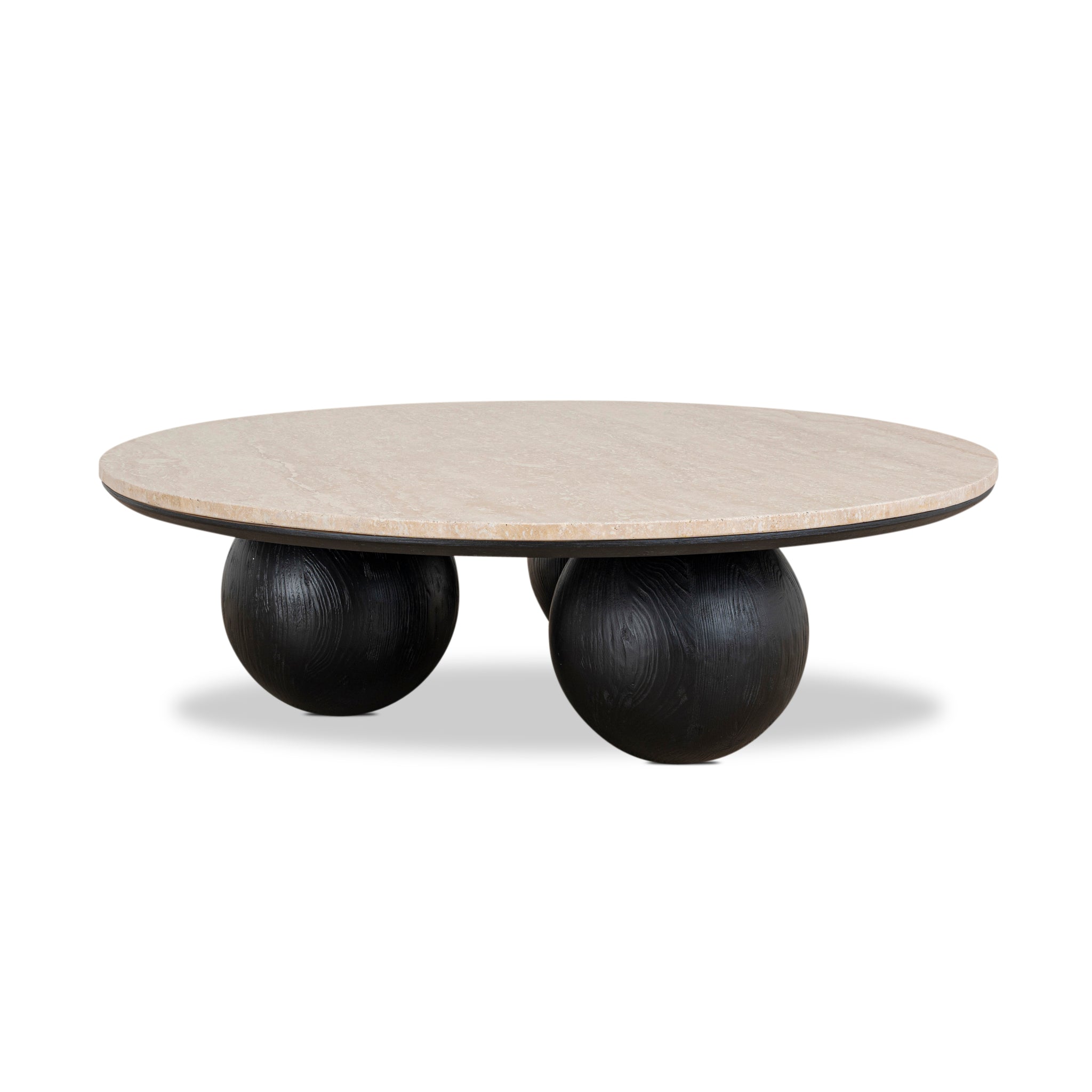 Maxine 100cm Round Travertine Coffee Table - Black