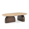 Erkin 1.2m Travertine Top Oval Coffee Table - Walnut