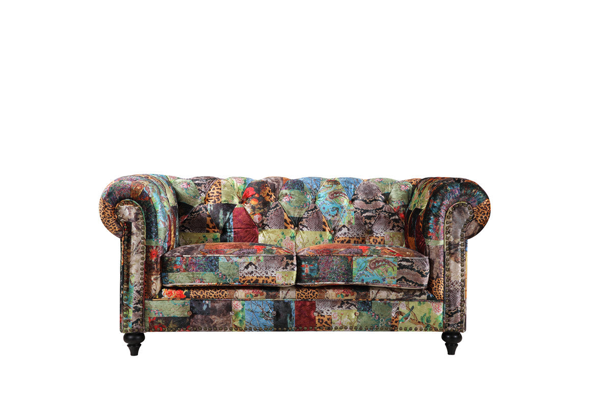 Chanah 2 Seater Sofa - Digital Print Patchwork Velvet