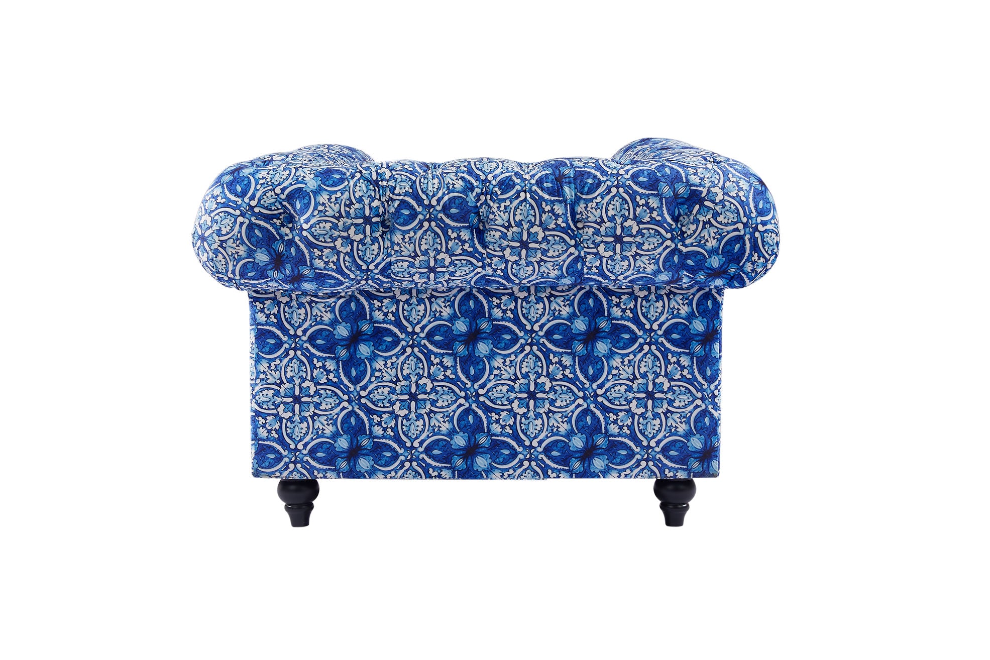 Chanah Armchair - Digital Print Moroccan Blue Velvet
