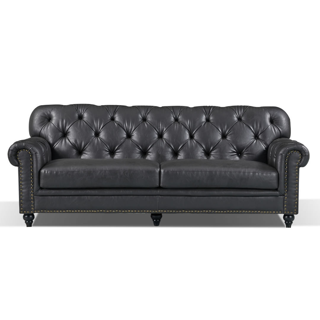 Balas 3 Seater Sofa - Black Faux Leather