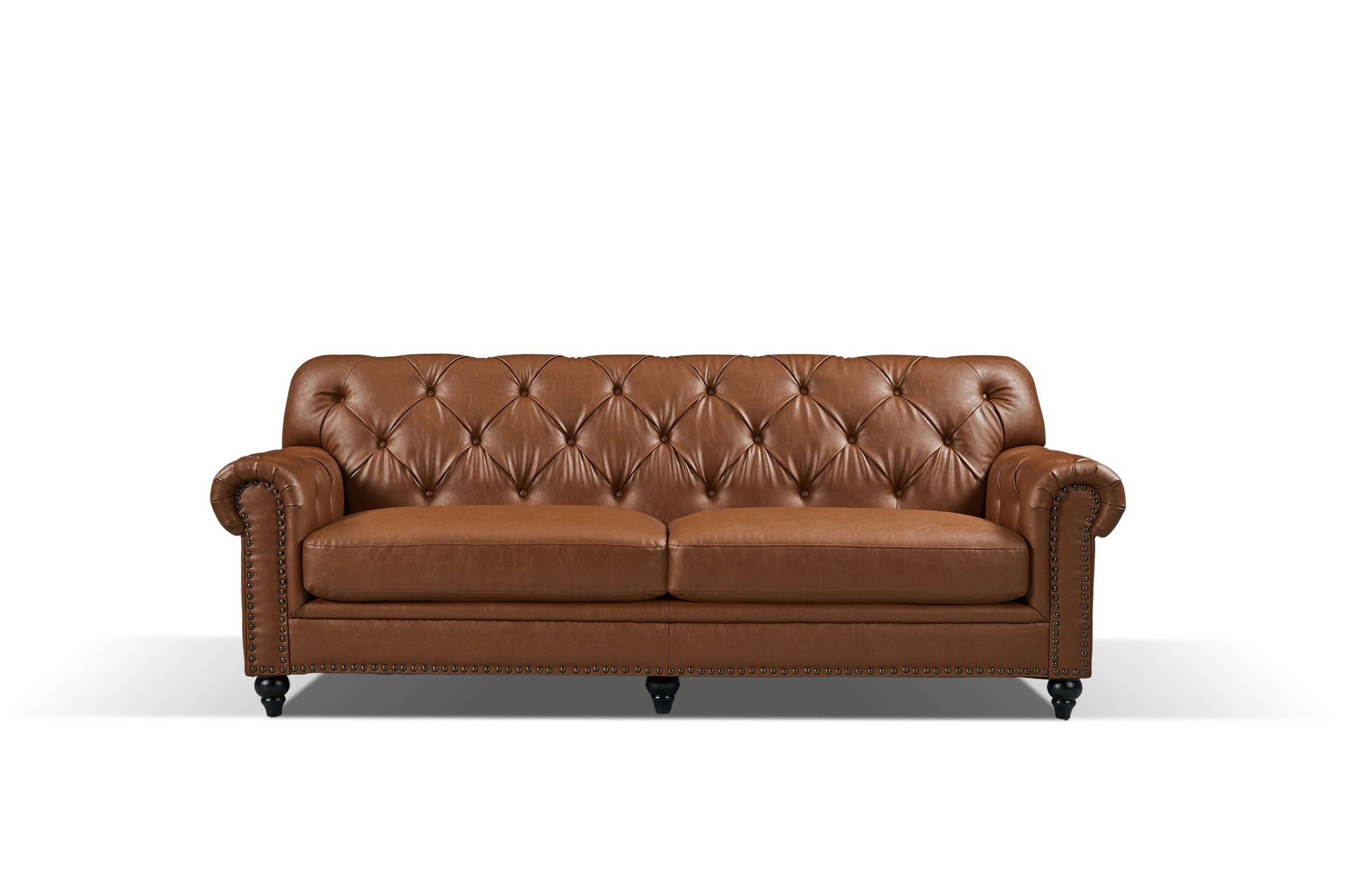 Balas 3 Seater Sofa - Tan Faux Leather