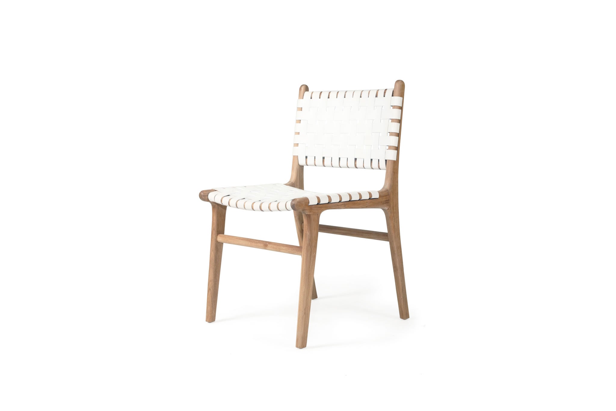 Pasadena Woven Leather Side Chair - White