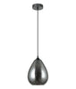 Pendant ES Smoke Black Glass Oval W/Raindrop OD 200mm (Mirror Finish)
